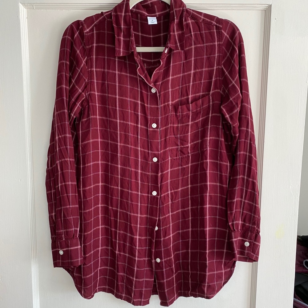 Old Navy Maroon Light Weight Flannel